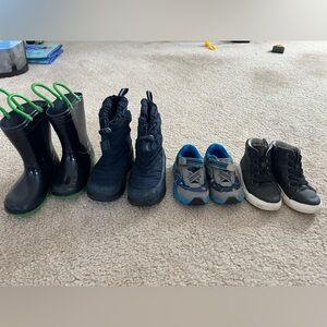 Kids Black and Green Rain Boots